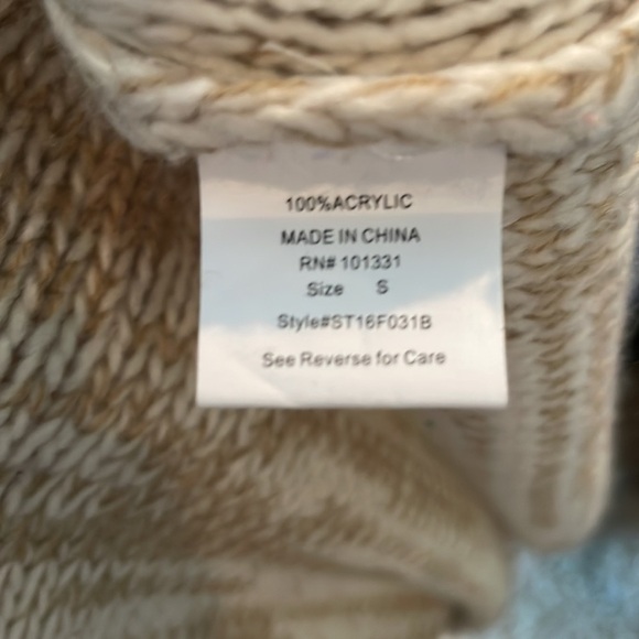 Charlotte Russe Knit Cardigan Sweater SZ S Open Front Brown/Blue/White Pockets - Picture 13 of 13